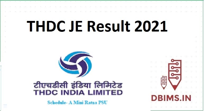 THDC JE Result 2021
