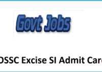 OSSC Excise SI Admit Card